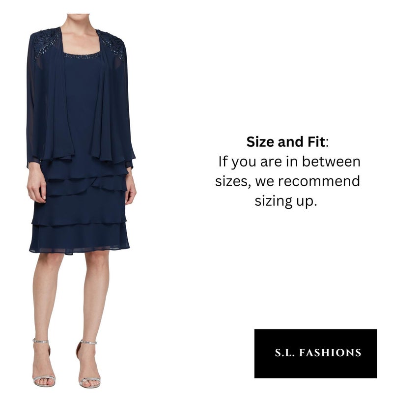 S.L. Fashions Women's Embellished Neckline & Shoulder, Mother of The Bride Jacket Dress (Petite and Regular Sizes), Fig, 16 - Image 2